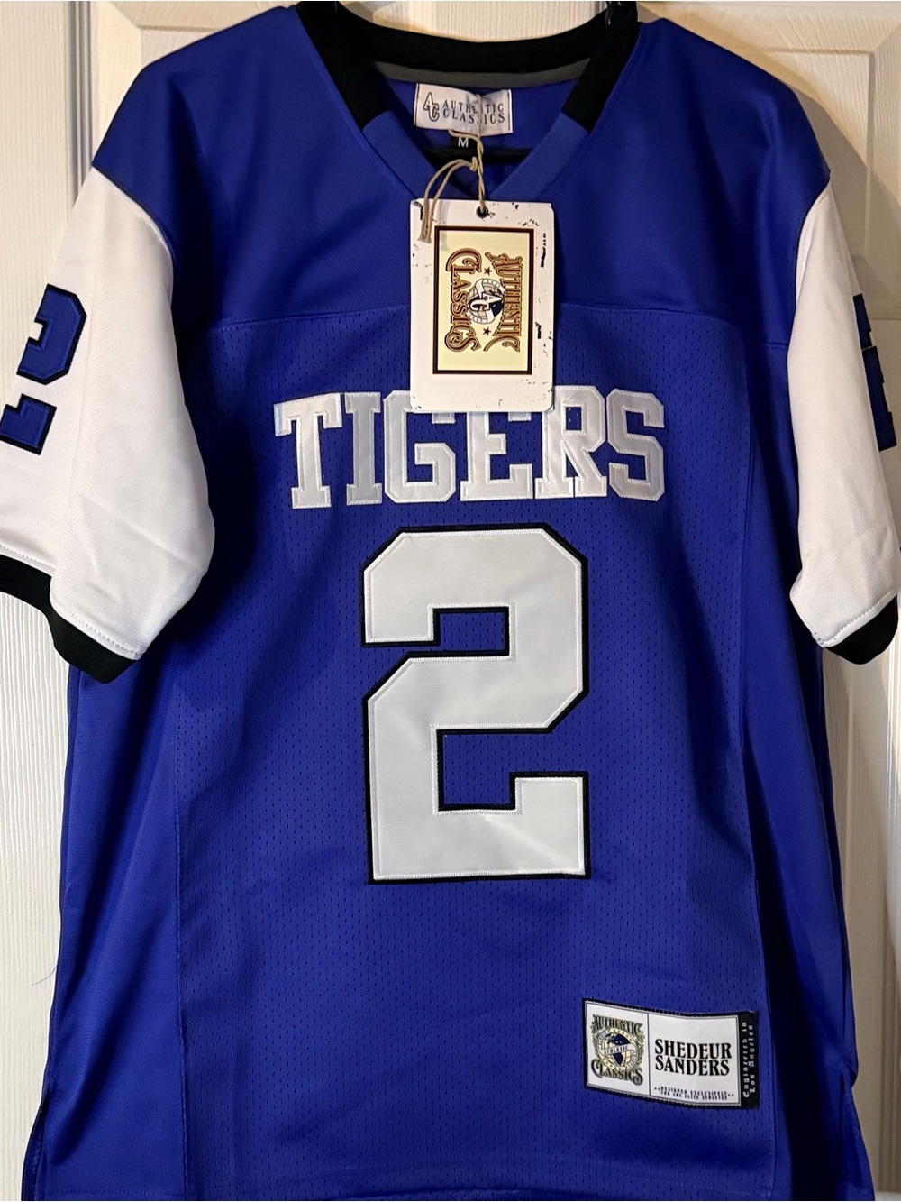 Shedeur Sanders Tigers #2 Blue & White high school Football Jersey